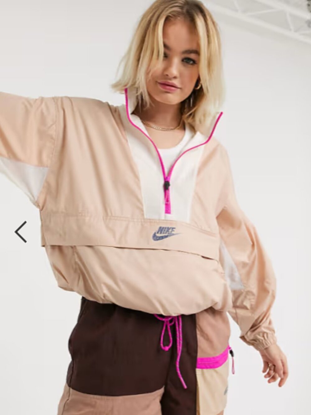 Nike Icon Clash Packable Pullover Windbreaker/Jacket - Size Small in Beige